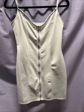 White Zip-Front Bodycon Mini Dress